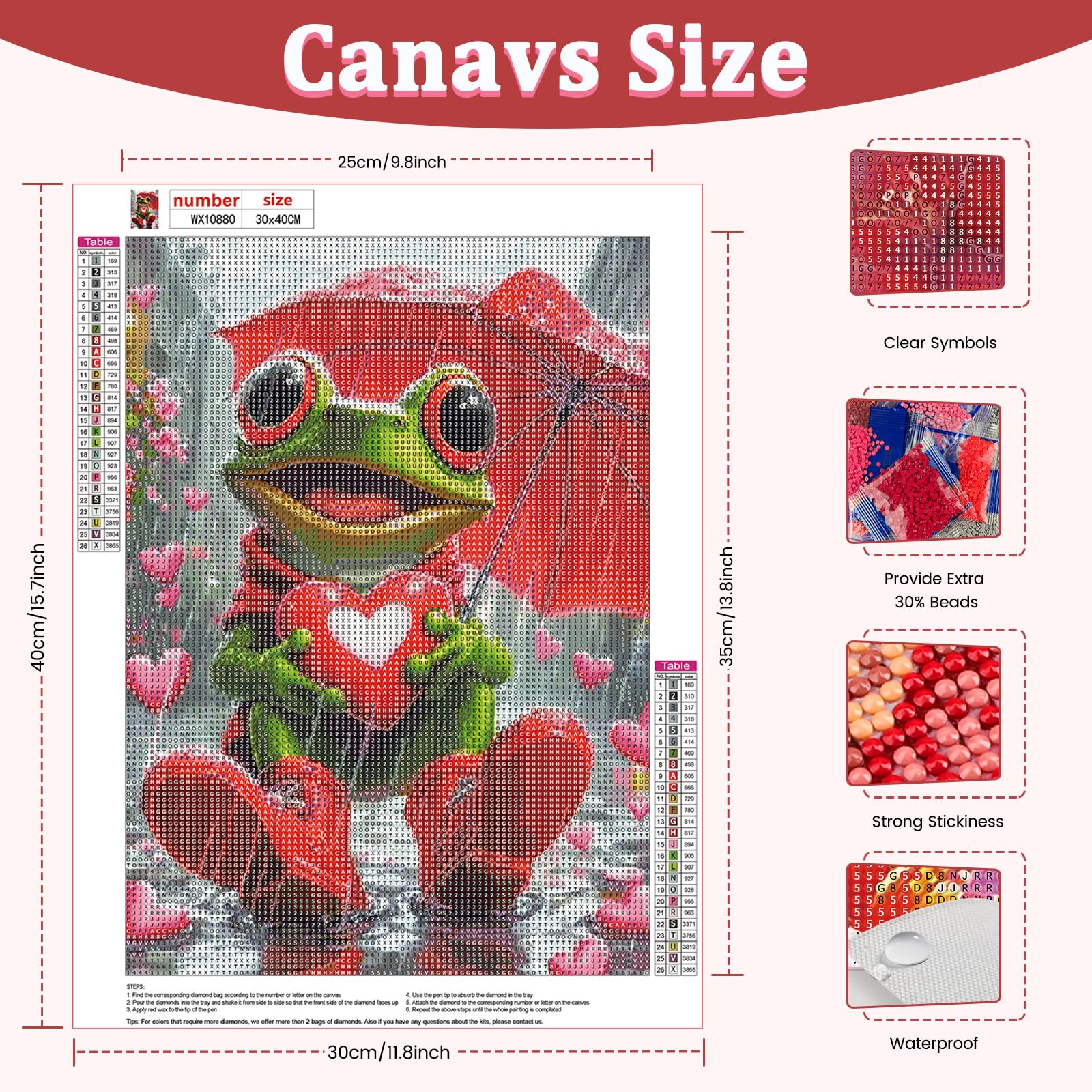 CEOVR Diamond Painting Kits Adults,30x40 cm Mosaic Diamond Painting for Beginners,5D DIY Gem Art Set (red Green Pink) - Image 3