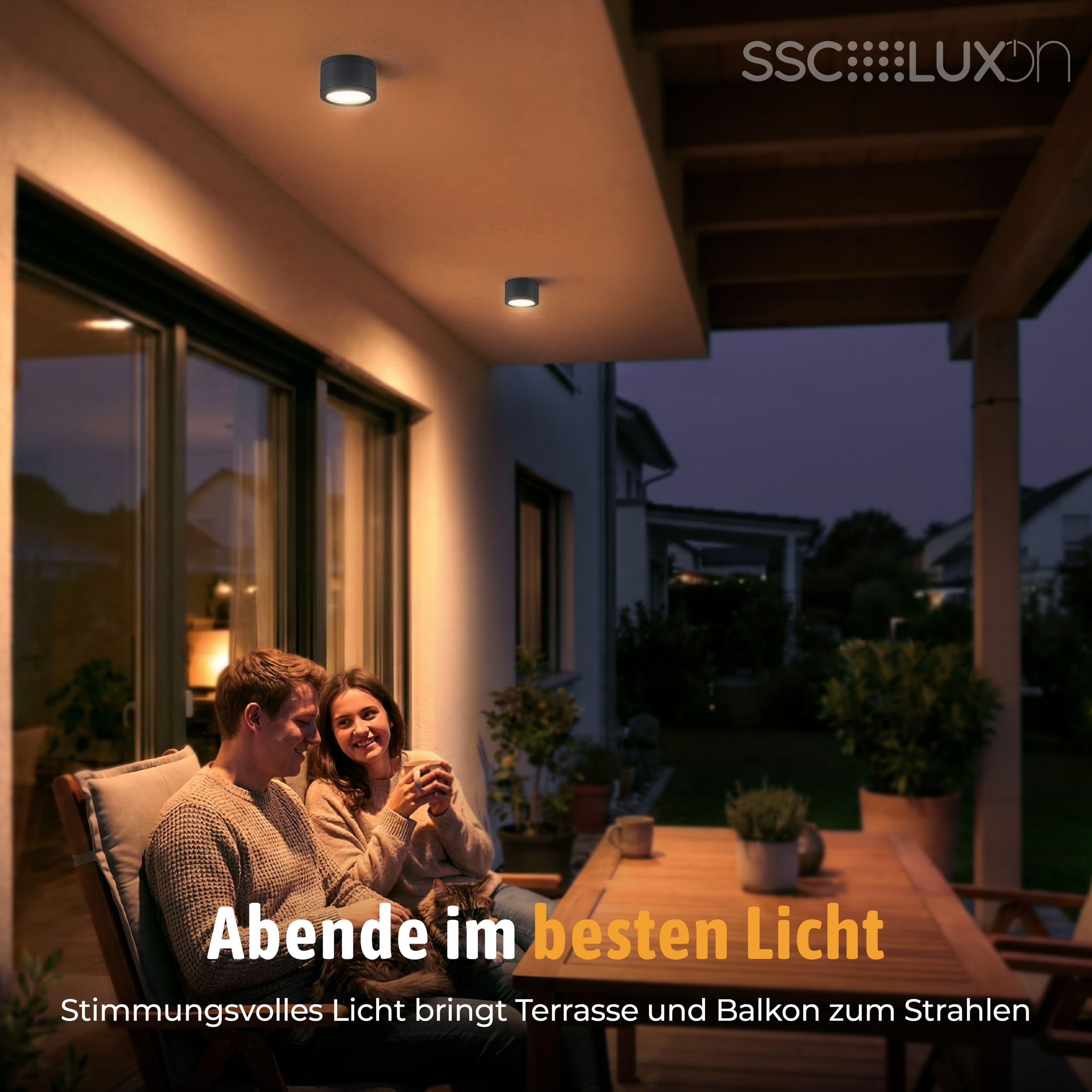 SSC-LUXon 4er Pack CELI-WX Aufbaustrahler 230V für Bad & Außen IP44 inkl. LED GX53 5W warmweiß - Badstrahler anthrazit rund