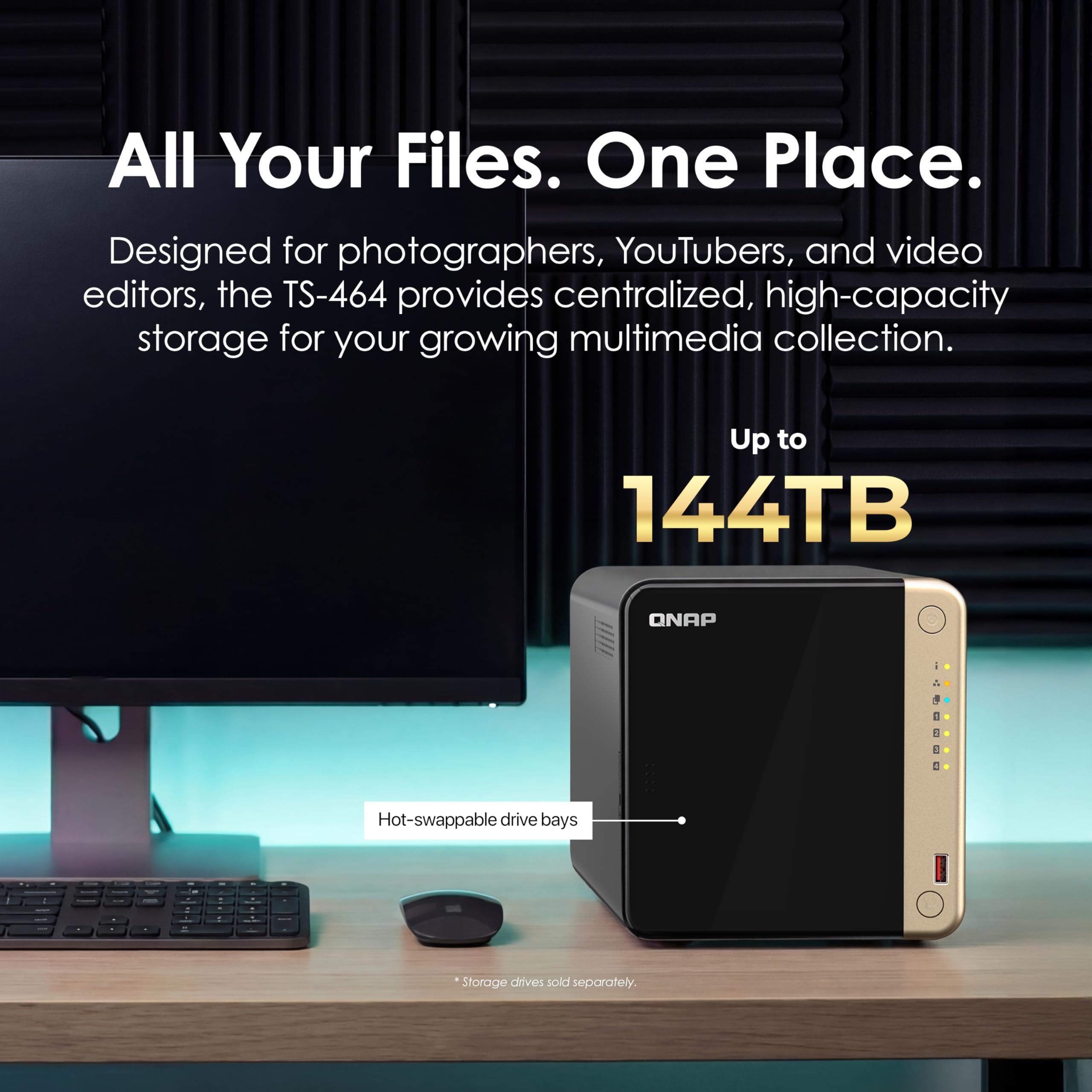 Amazon.co.jp: QNAP TS-464-8G-US 4ベイ高性能デスクトップNAS。Intel
