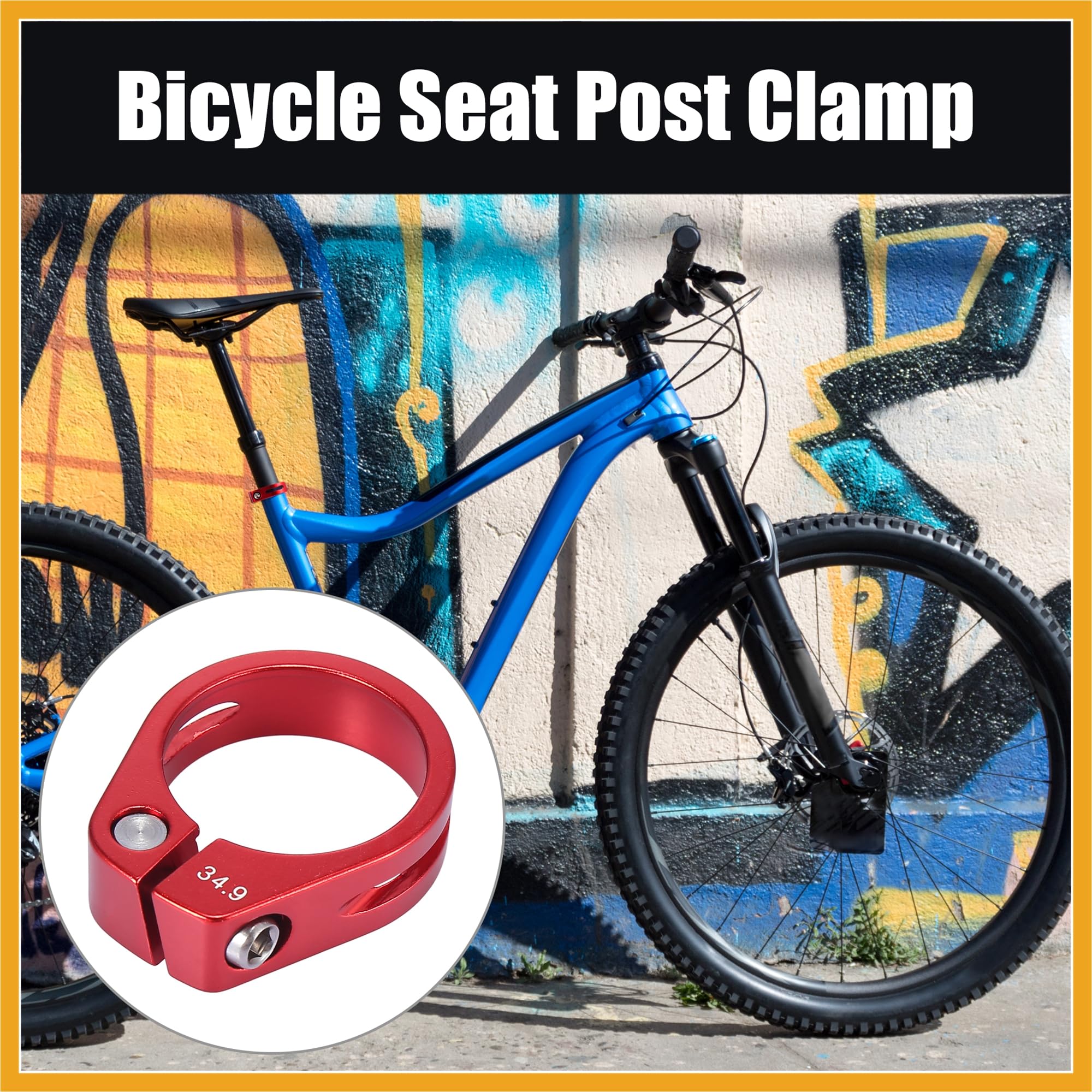 Partuto 34.9mm Aluminium Alloy Bike Seat Post Clamp Seat Post Adapter Red Replacement - Image 2