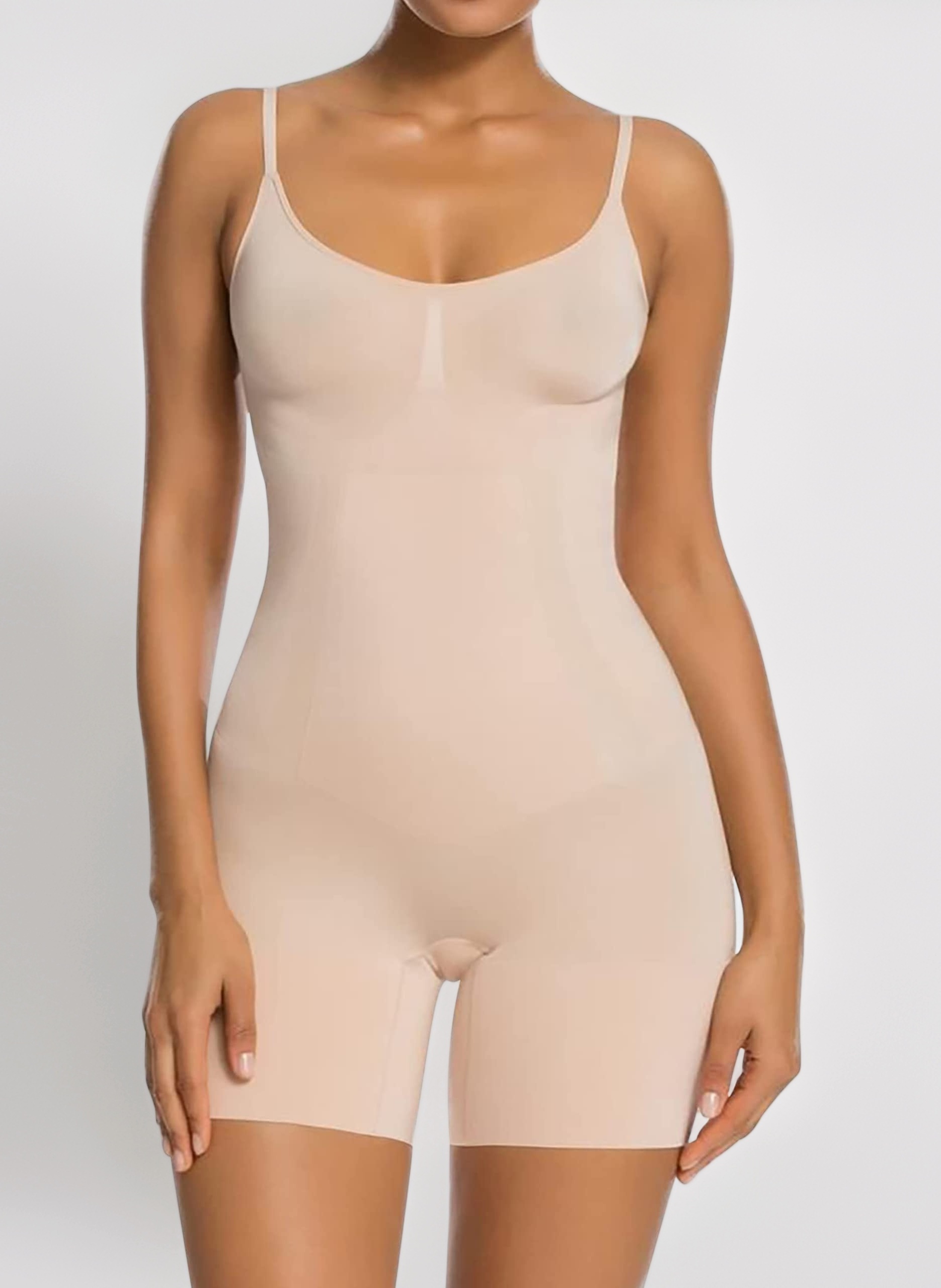 Women Body Shaper Tummy Control Seamless Shapewear Open Bust Mid-Thigh Bodysuit Shorts