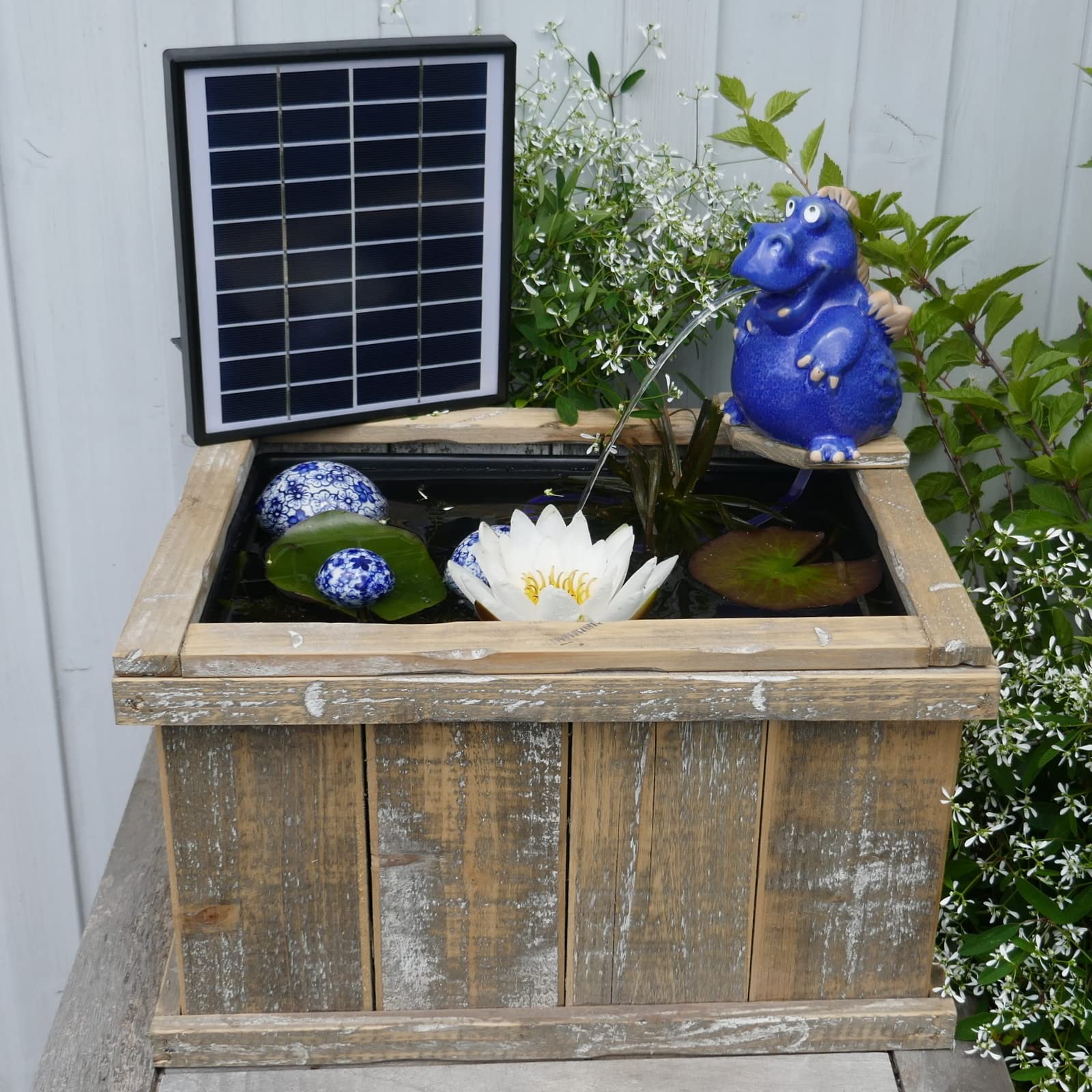 Storm's Gartenzaubereien Solar Teichpumpe mit Akkuspeicher 6,5W Solar Panel Laufzeit ohne Sonne 4-5 Stunden