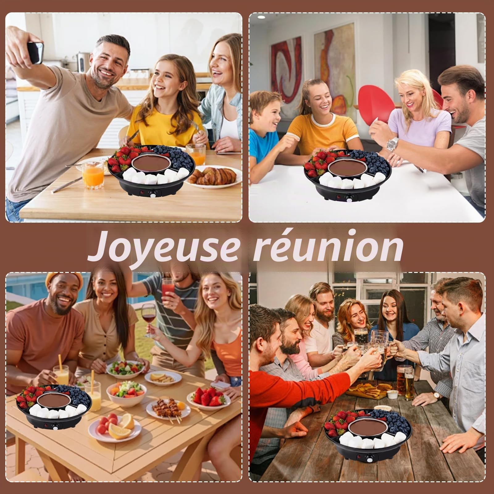 Appareil à Fondue au Chocolat électrique 25 W 280ML, Fondue Chocolat avec 2 Contrôle de Température : Faire Fondre et Maintenir au Chaud, 5 Fourchettes, pour Fêtes et Réunions de Famille