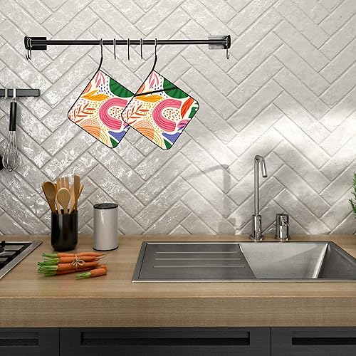 Miniatura 5 de Juego de 2 soportes para ollas florales bohemios, resistentes al calor, para microondas, horno, horno, platos finales y regalos de barbacoa para