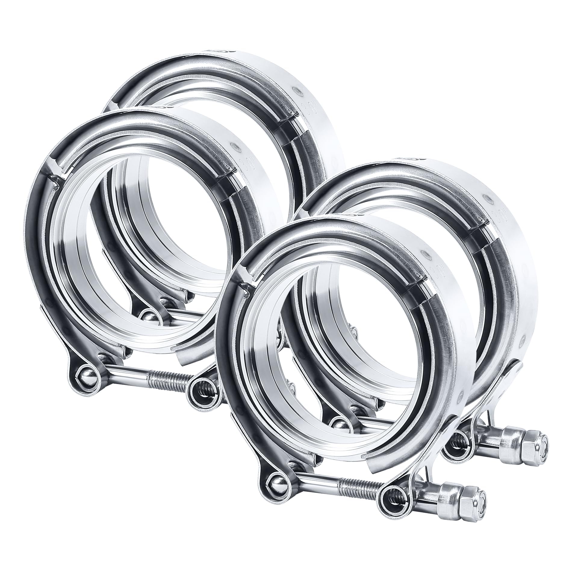 EVIL ENERGY 3.0 Inch V Band Clamp with Flange 304 Stainless Steel, 2PCS