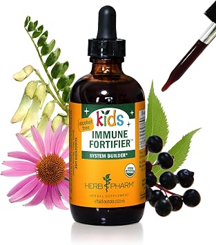 Herb Pharm Kids Immune Fortifier Alcohol-Free Organic Immunity Supplement with Elderberry & Echinacea, Kids Immune Support | Fast Absorption, Liquid Wellness Formula, Up to 35 Week Supply, 4 oz*