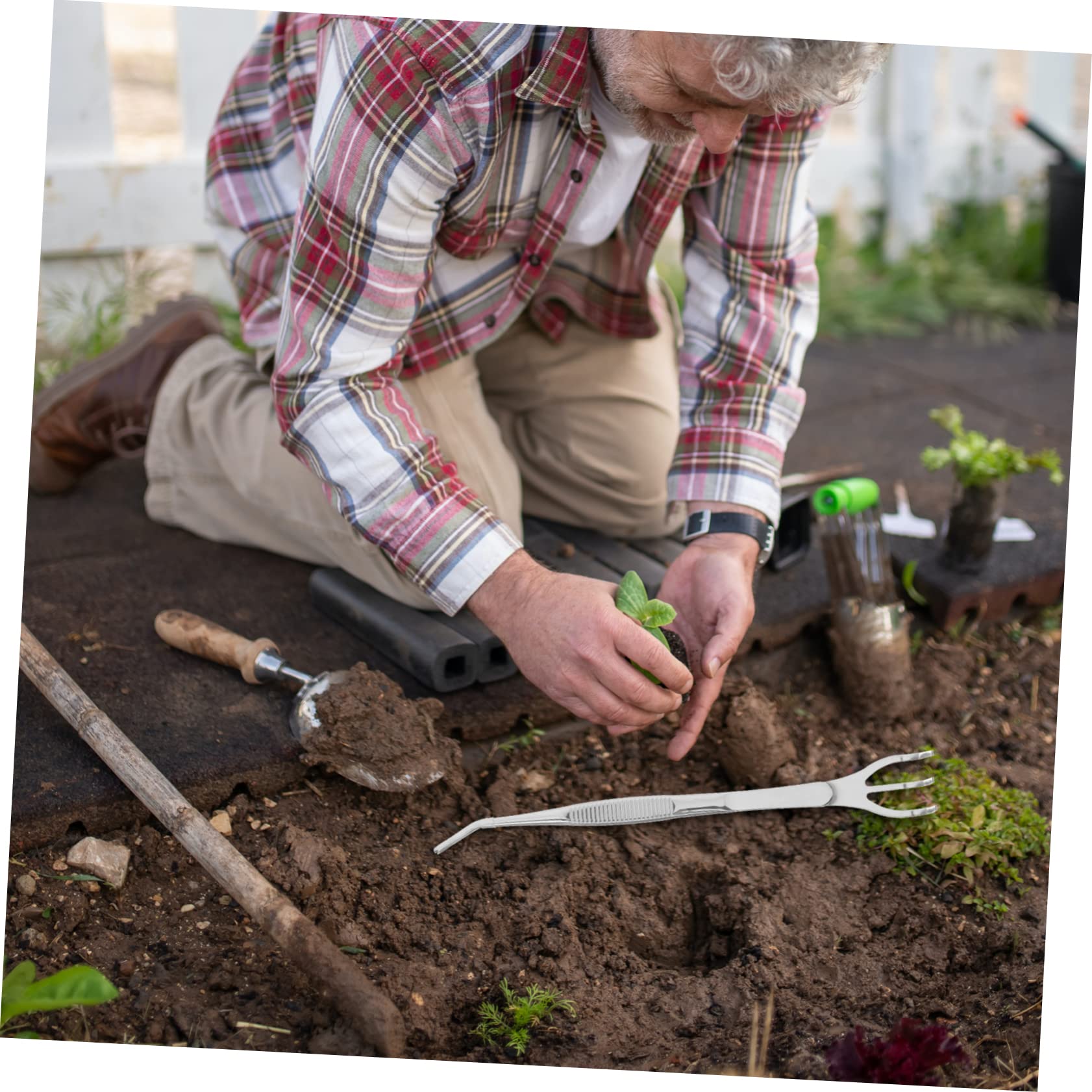 OFFSCH Bonsai Tweezers Set Small Rake Tweezers Spatula Portable Rustproof for Bonsai Succulent and Moss Planting