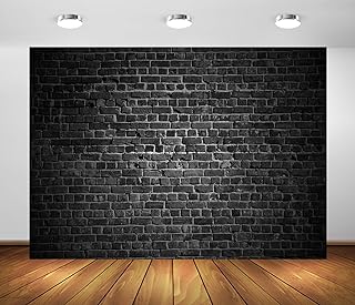 BELECO 7x5ft Fabric Black Brick Wall Backdrop for Photography Vintage Stone Brick Black Background for Brick Theme Party Decorations Birthday Photoshoot Home Wall Decor Photo Booth Studio Props