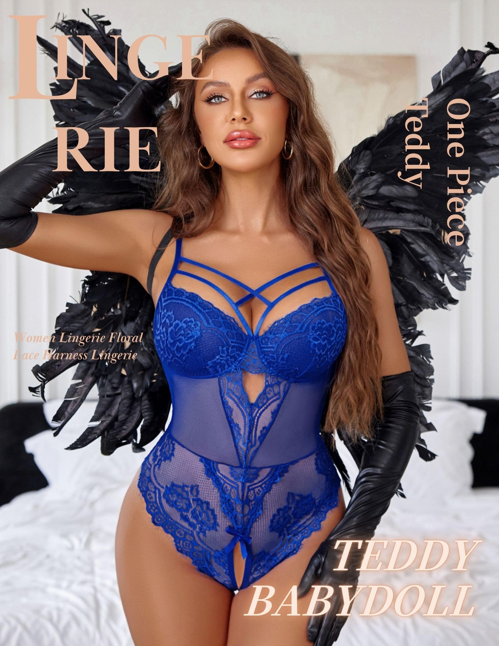 Avidlove Women Lingerie Floral Lace Harness Lingerie Bodysuit One Piece Teddy Babydoll Nightgown