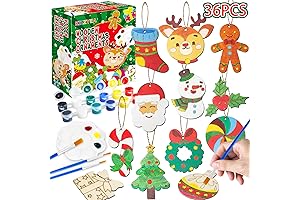 KIZZYEA 36-Piece Unfinished Wooden Christmas Ornaments Craft Kit