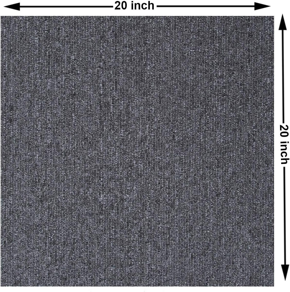 28Pcs Carpet Floor Tiles 20'' x 20'' Commercial Carpet Tile with Non Slip PVC Backing Easy to Install DIY Square Carpet Tile for Home Office, Dark Gray - - 