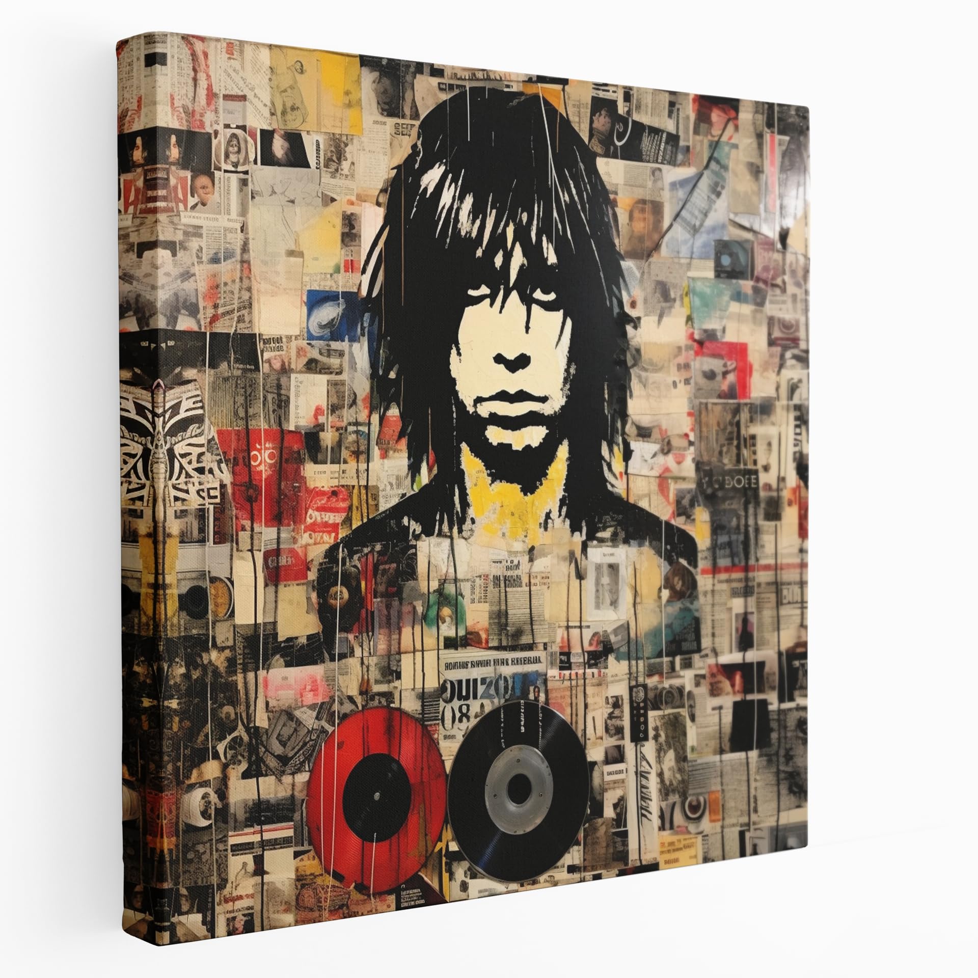 Painted Anarchy Stampa su tela mista a mosaico grunge, 50,8 x 50,8 cm
