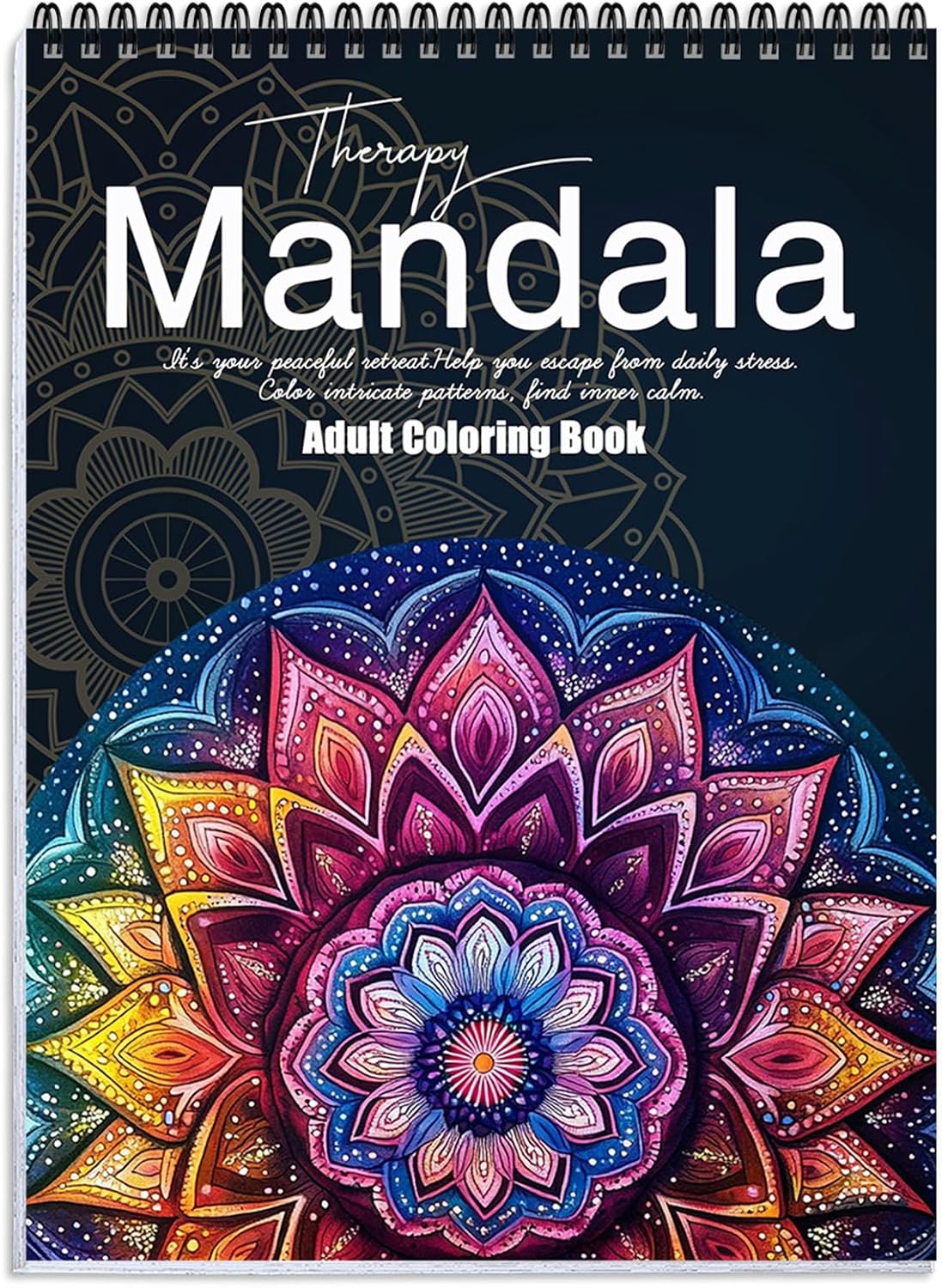 Apolyone Mandala Coloring Book for Adults: 24 Unique Patterns, Spiral Bound, Single-Sided Stress Relief & Mindfulness