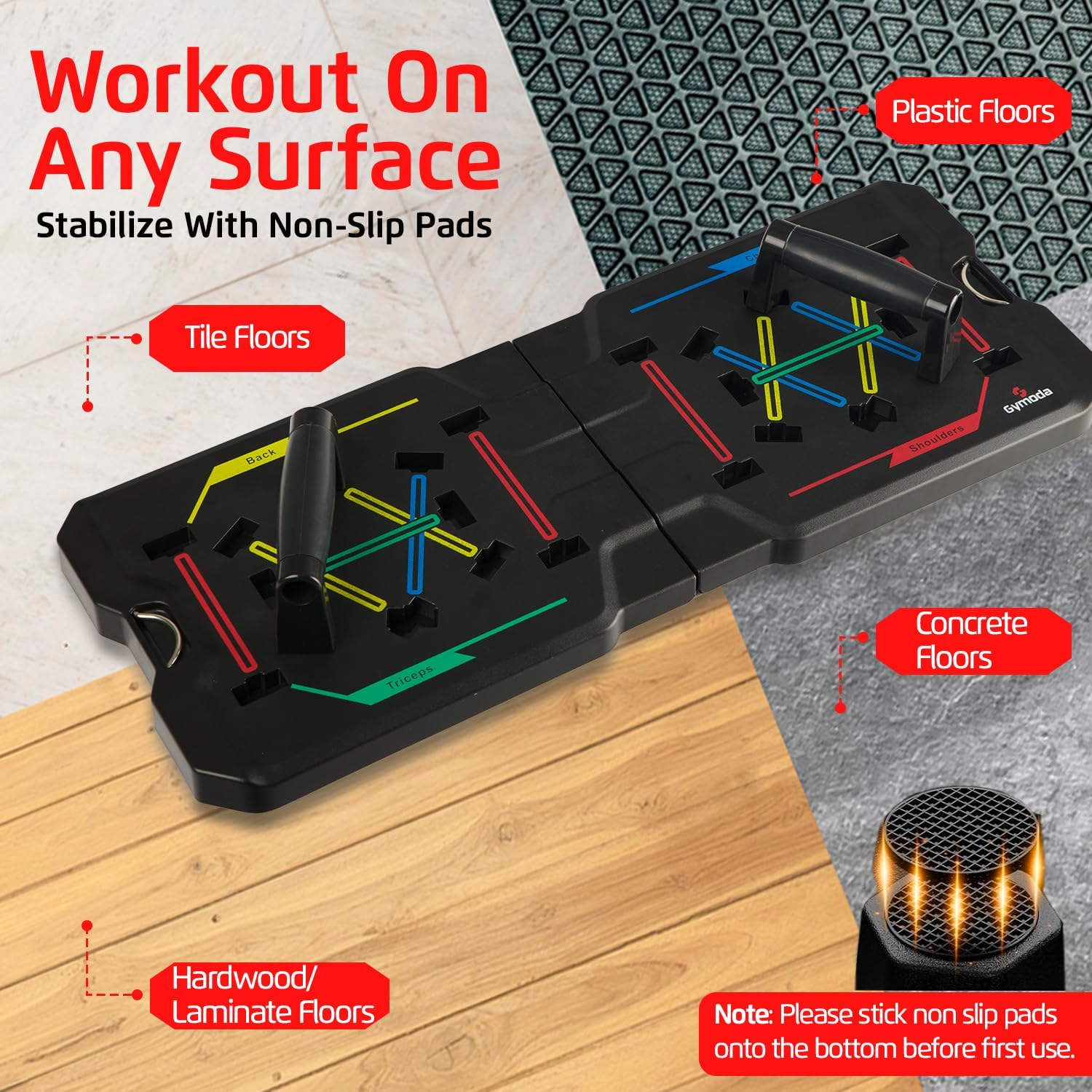 Portable Home Gym  Workout Equipment | Foldable Push Up Board for Men, Women  Teenagers | Sturdy Strength Training Equipment | Resistance bands for working out | Exercise  Pilates, Calisthenics Equipment | Fitness Workout Gear | Gym Accessories for Delta, Chest, Triceps, Biceps