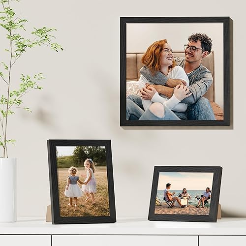 Vista 4 de Vittanly - Juego de 9 portarretratos, plexiglás resistente a rupturas, exhibe fotos de 12 x 12 pulgadas o, con paspartú, de 8 x 8 pulgadas, marcos