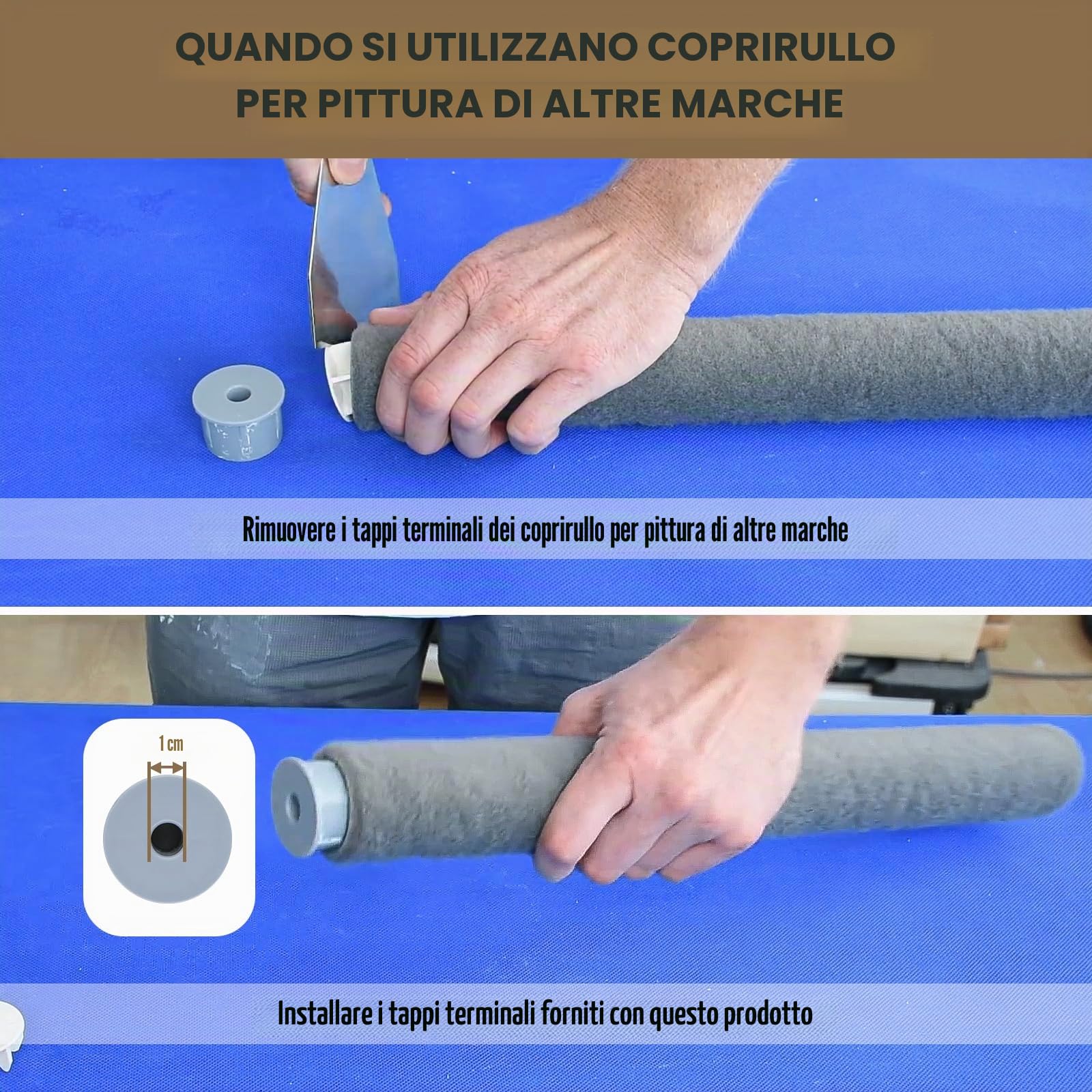 ROLLINGDOG Rullo per pittura da 45,7 cm, rullo regolabile da 30,5 cm a 45,7 cm, per grandi superfici di soffitto in resina epossidica, fissaggio all'asta di prolunga filettata, diametro 10 mm