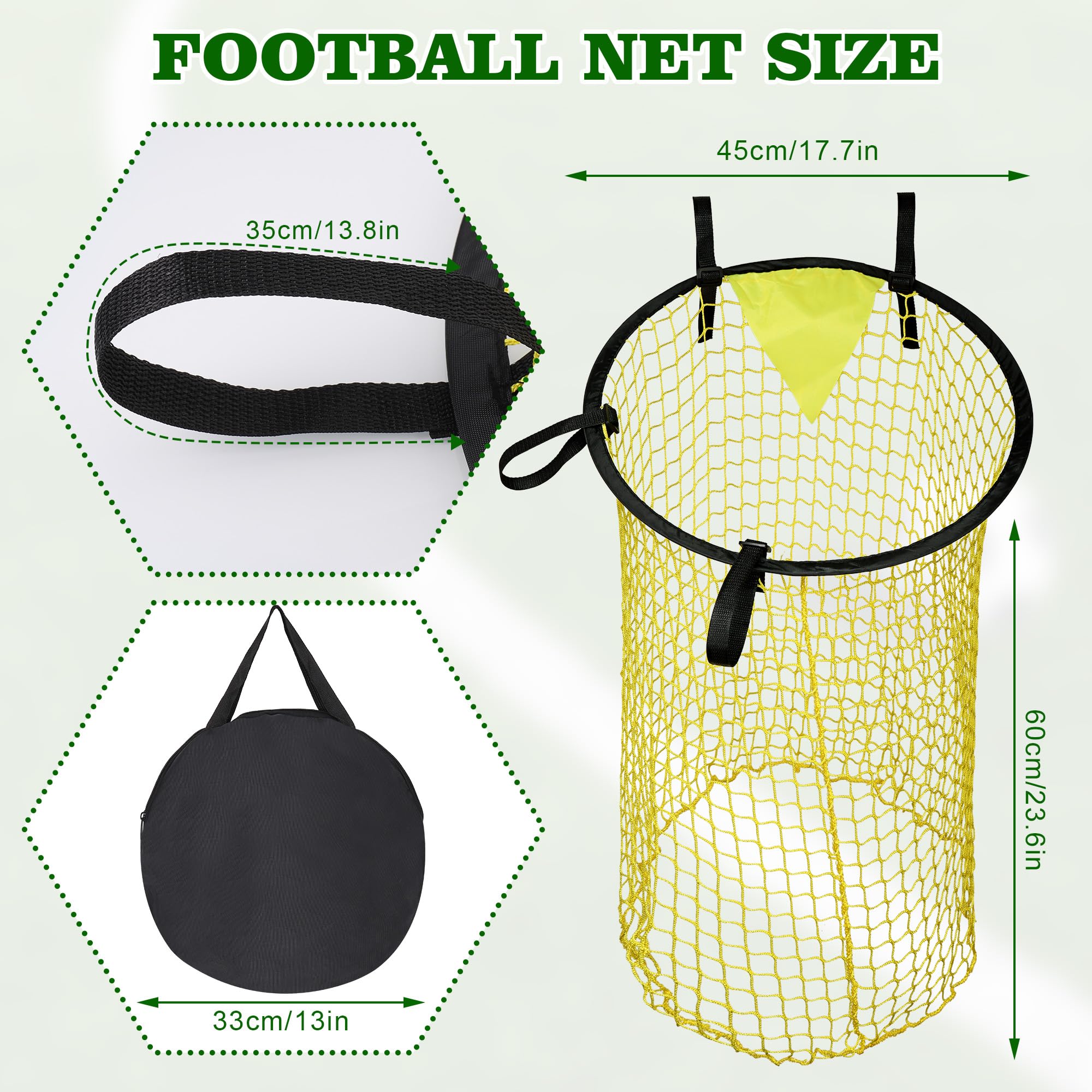 Starvortex 2 Pack Siatki Treningowe do Piłki Nożnej, Żółte, 45 cm, 2 x siatka piłkarska, 1 x torba do przechowywania, metalowa rama, materiał nylonowy, sprzęt do treningu bramkarzy