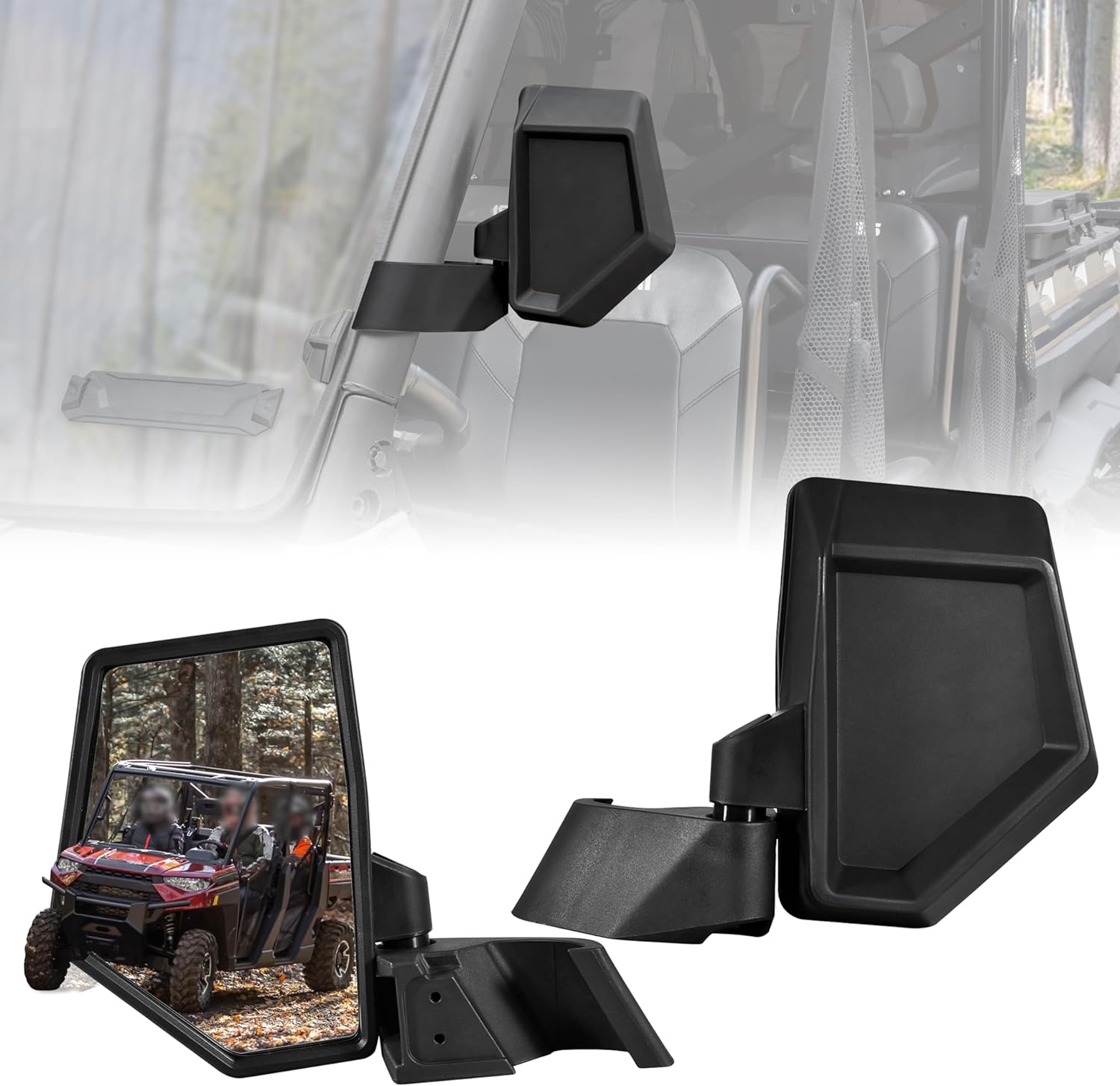 SAUTVS Side Mirrors for Polaris Ranger XP 1000/ Ranger 1000, Adjustable Folding Rearview Side Mirrors for Polaris Ranger XP 1000/ Ranger 1000 Crew 570 Midsize 570 SP 2018-2024 Accessories(2PCS)