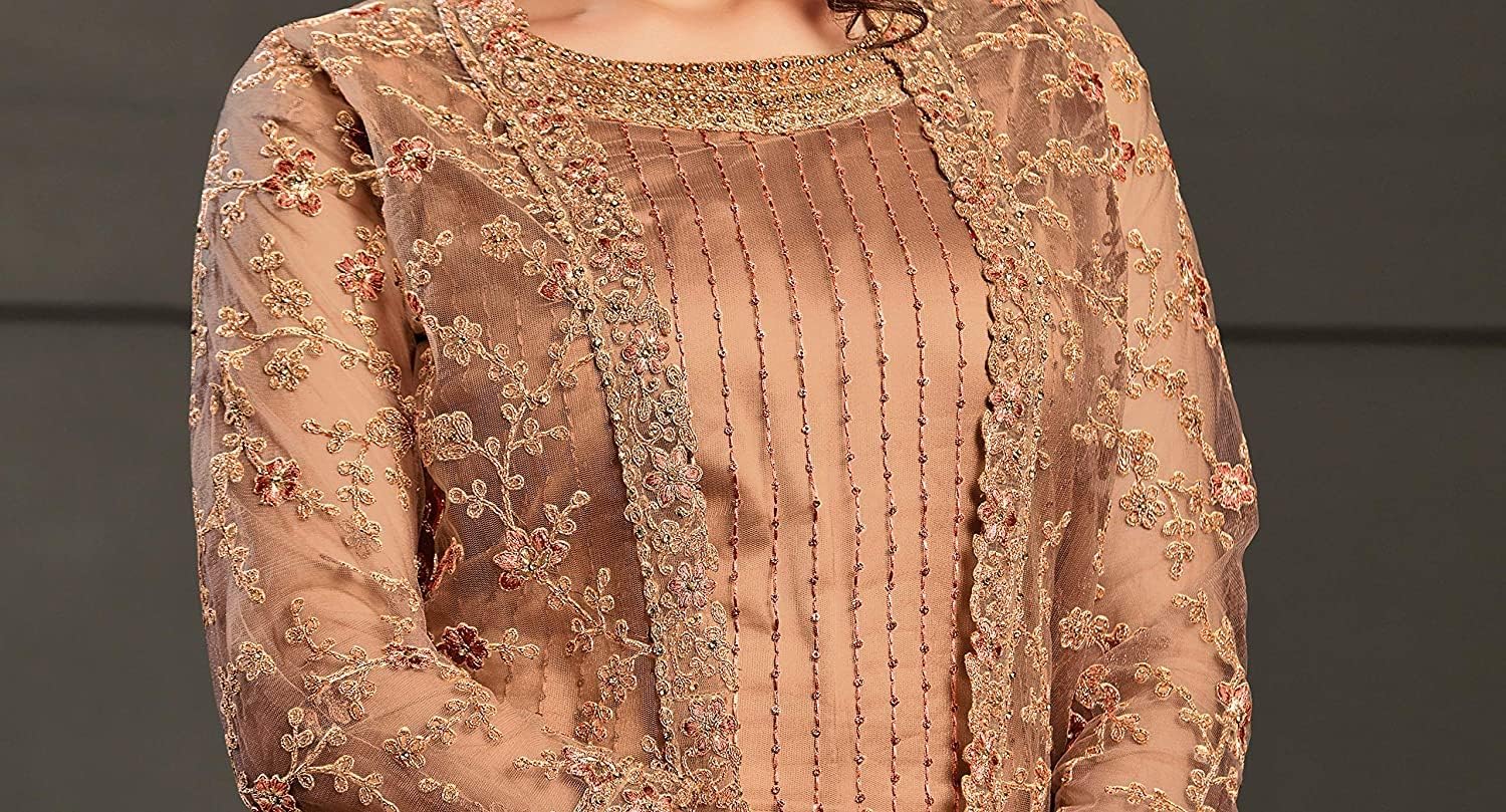 Indian Salwar Kameez for Women Embroidered Long Jacket Style Suit with Pant & Inner Bollywood Style Anarkali Set