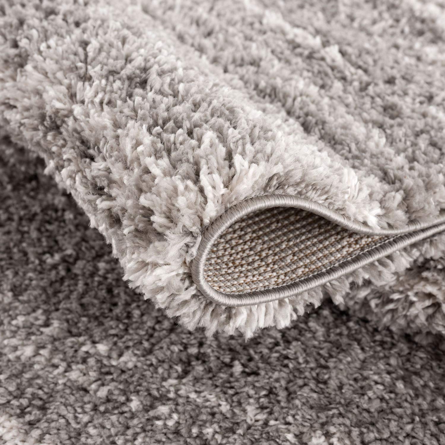carpet city Teppich Hochflor Wohnzimmer - Ethno Stil Meliert 16x0230 cm Grau Creme - Teppiche mit Fransen