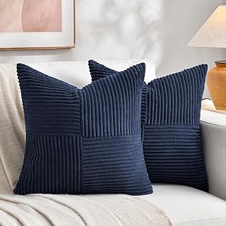Fancy Homi 2 Packs Navy Blue Decorative Throw Pillow Covers 18x18 Inch f...