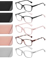 JOLISUEYEWEAR 5 Pack Blue Light Blocking Reading Glasses Women Men Stylish Computer Readers Spring Hinge Case 2.5
