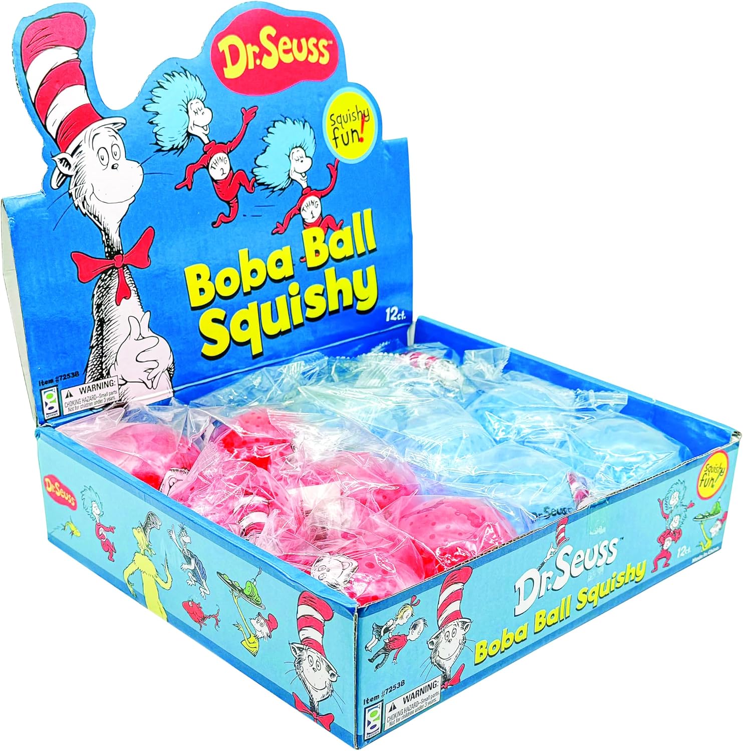 Raymond Geddes Dr. Seuss Boba Ball Squishy - Pack of 12 - Fun and Squeezable Collectible Toys for Kids