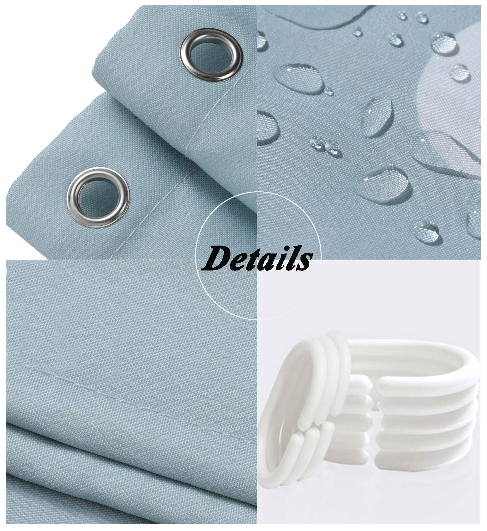 Fanci Home Duschvorhang Wassertropf Polyester Anti-Schimmel Textil Wasserdicht Schimmelresistent Wasserabweisend Anti Bakteriell Waschbar Inklusive Ringe Duschvorhanghaken S0t2f0n0