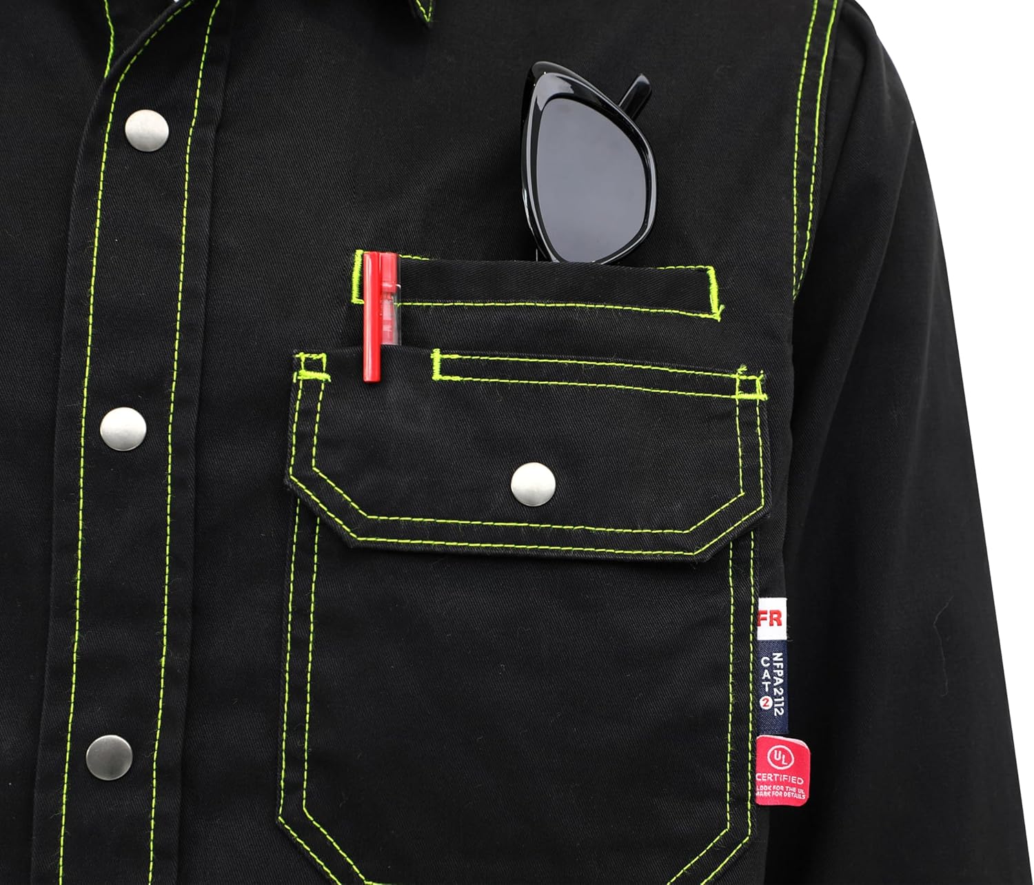 BOCOMAL FR Shirts for Men Snaps Down 7.5oz Water Repellent Fire Resistant Welding Jackets-NFPA2112 CAT2 - Image 7