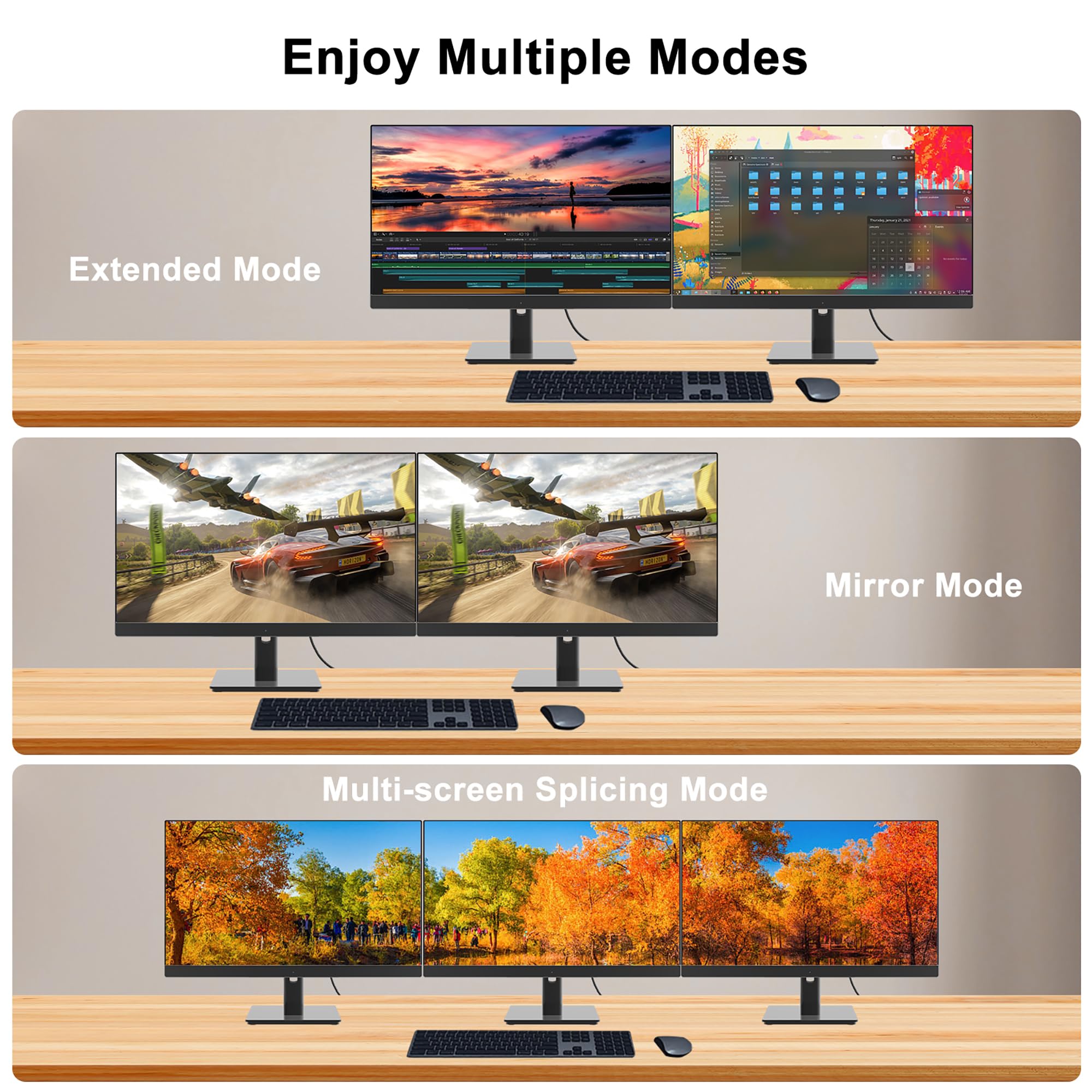 Lot de 3 ports DisplayPort 4K vers HDMI de 0,9 m