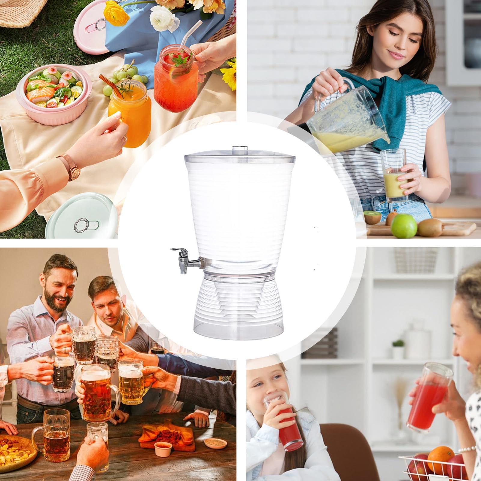 Dispensatore d'Acqua per Feste con Rubinetto 10 Litri - Distributore Di Succo - Secchiello Per Birra Succo Casa Festa Ristorante Cucina Bar Caffè Servito