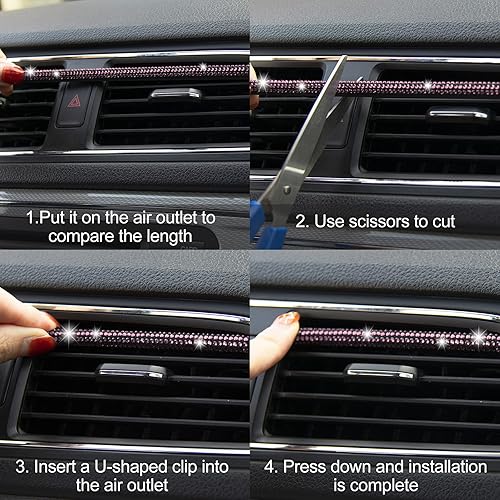 Miniatura 10 de LivTee 20 tiras de decoración de aire acondicionado de automóvil para salida de ventilación, universal, impermeable, flexible, decoración de salida