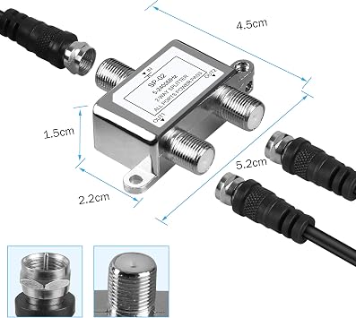 NEWCARE 2-Way Coaxial Cable Splitter for MoCA, 5-2400MHz, RG6 Compatible