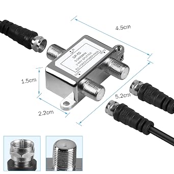 NEWCARE 5 pcs Digital 2-Way Coaxial Cable Splitter 5-2400MHz