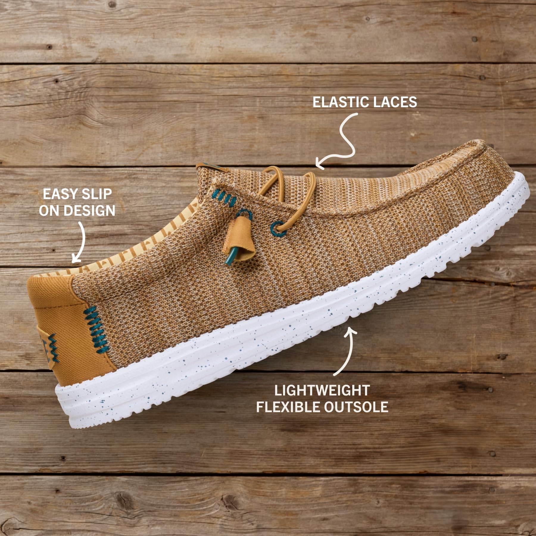 HEYDUDE Shoes Wally Stretch Sox Bone Brown Multi