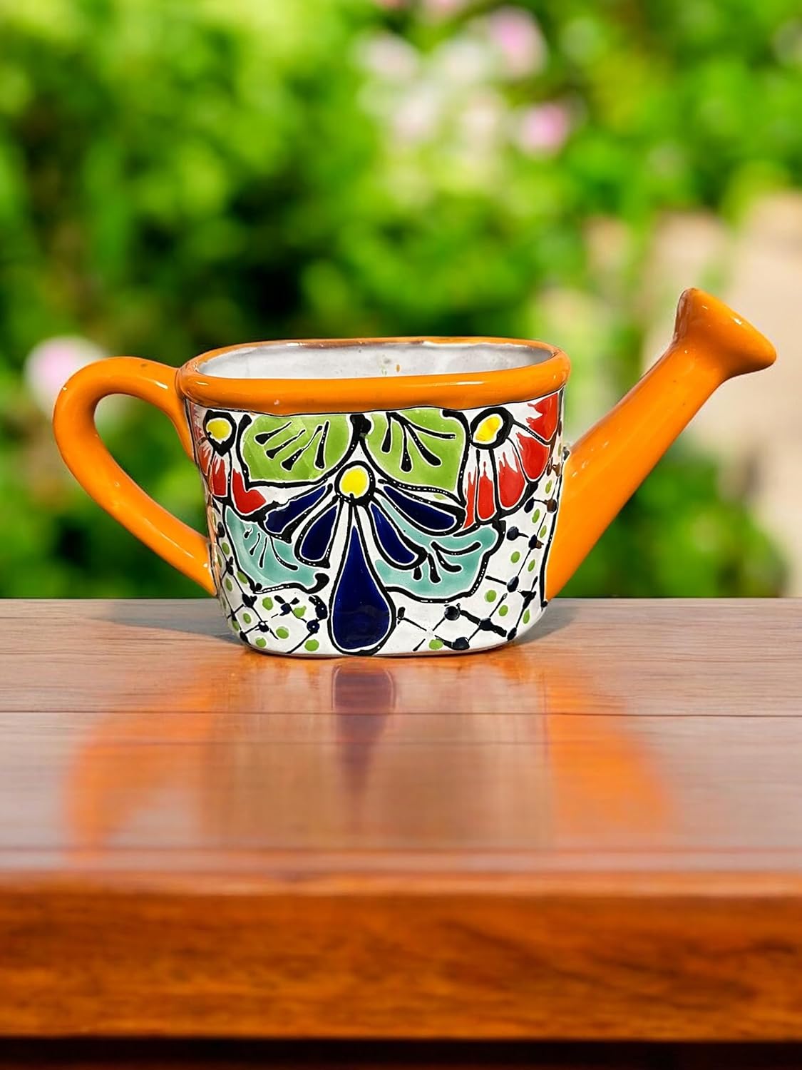 Talavera Watering Can Planter – Hand-Painted Mexican Pottery, Decorative Flower Pot