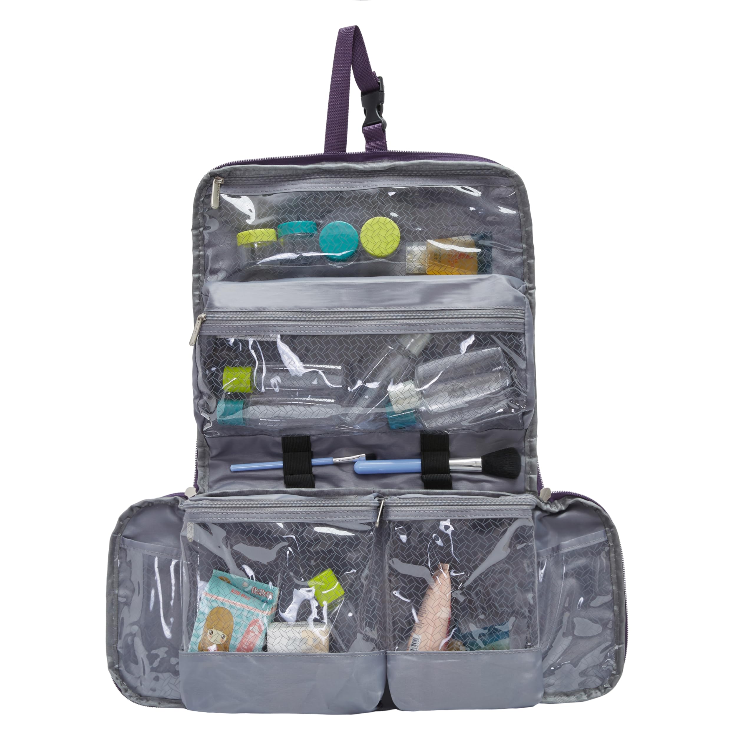 Travelon: Kit de Aseo Plano, Purple, Morado, Kit de Aseo Plano para Equipaje