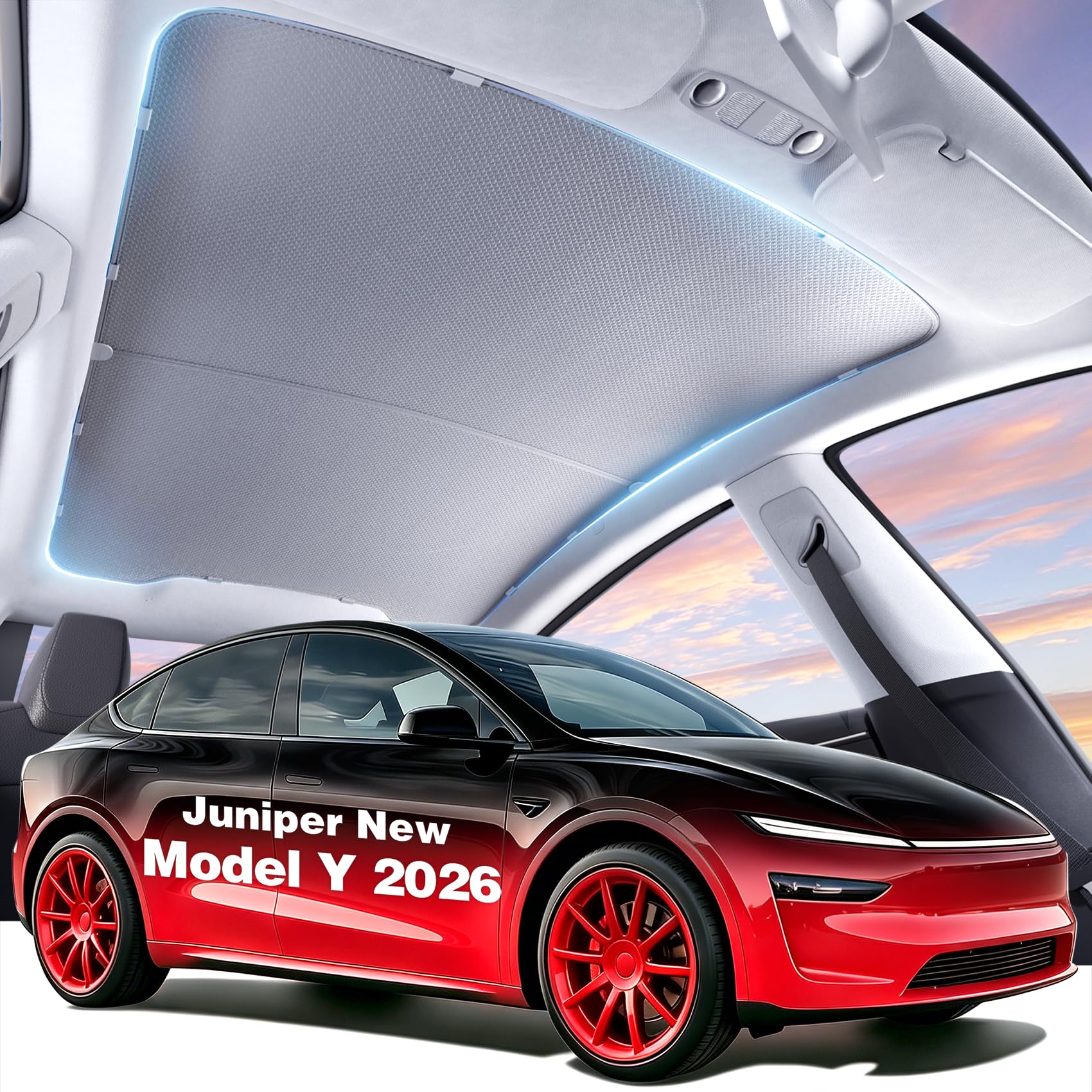 Roof Sunshade for Tesla Model Y 2025-2026 Juniper, Full Blackout