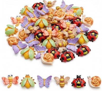 48pcs Slime Charms Resin Mini Insect Series Charms Kawaii Cute Set Mixed Assorted Flatback Slime Beads Making Supplies for DIY Craft Making and Ornament Scrapbooking Insect-Multicolour