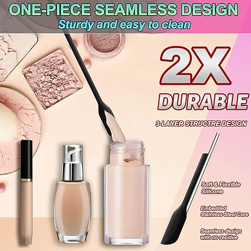 Miniatura 5 de Anaeat Mini Espátulas de Silicona - Juego de 4 Raspadores Pequeños Multifuncionales para Cocina Agitador de Loción Espátula Pequeña de Maquillaje y