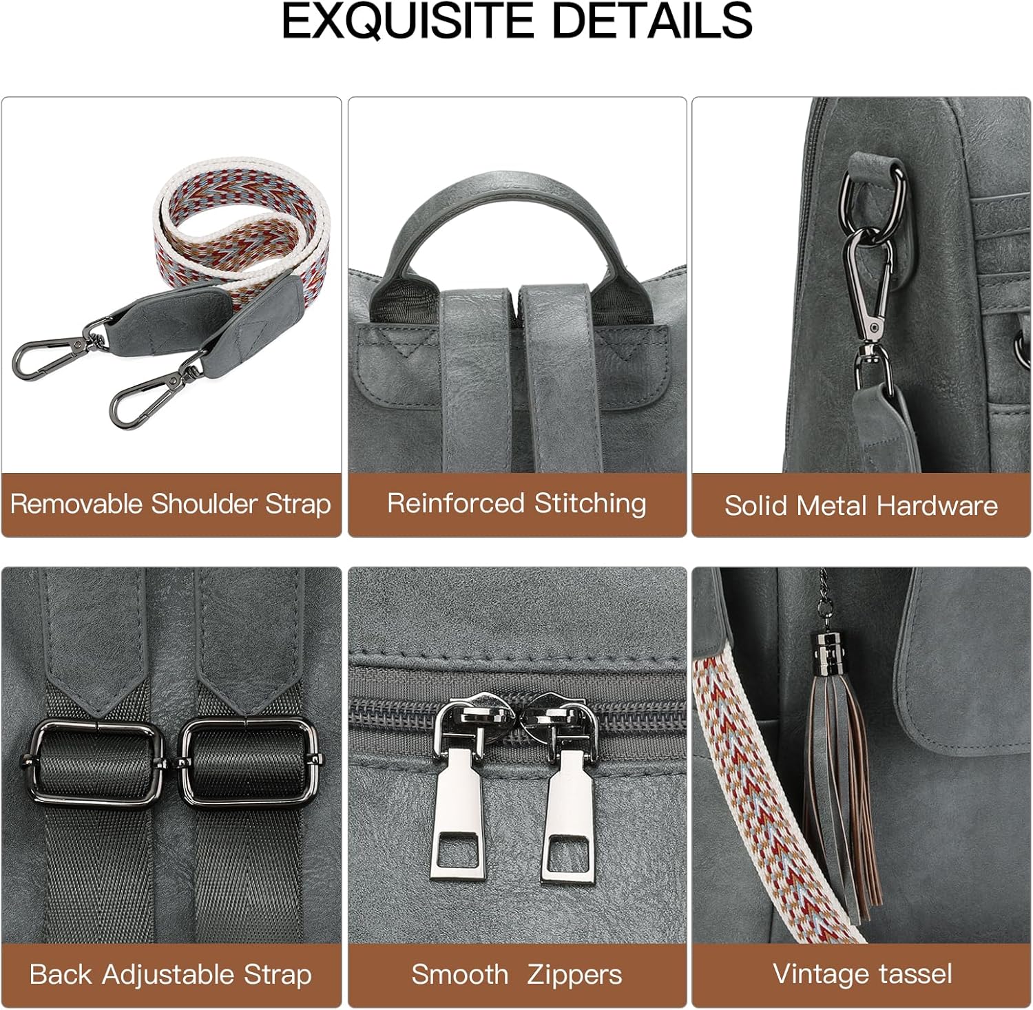 GAEKEAO Backpack Purse for Women Fashion Ladies PU Leather Convertible Shoulder Bags PU Leather Handbag Casual Travel Daily - Image 6