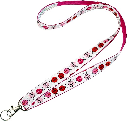 Amazon.com: Pink Ladybugs Reversible Lanyard - Pink, Red and White Neck ...