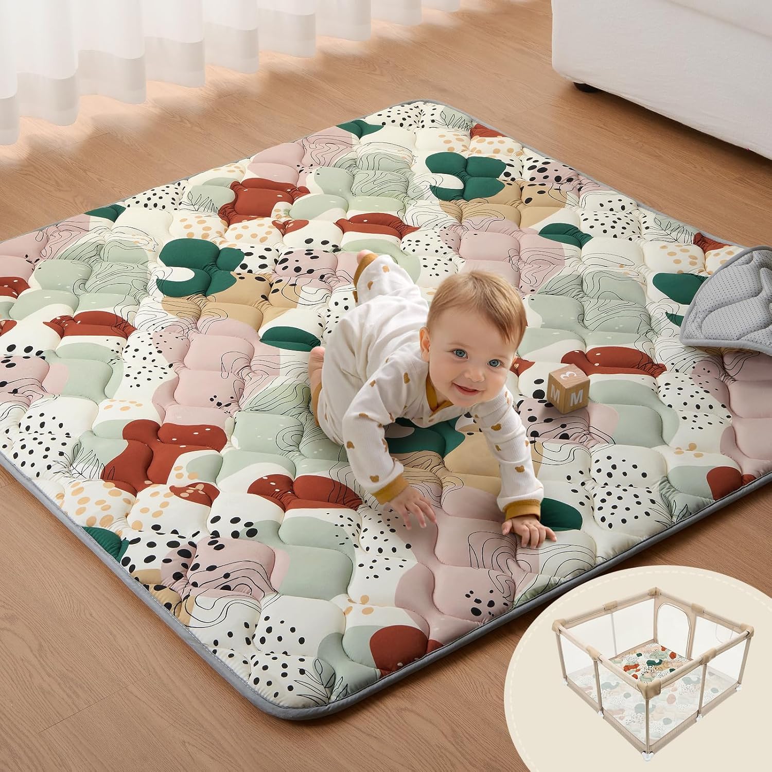 Blissful Diary Baby Play Mats for Floor, 50×50 Inch Crawling Mat for Playpen, Thick Padding Foam Playmats for Babies and Toddlers, Modern Abstract Blissful Diary Baby Play Mats for Floor, 50×50 Inch Crawling Mat for Playpen, Thick Padding Foam Playmats for Babies and Toddlers, Modern Abstract