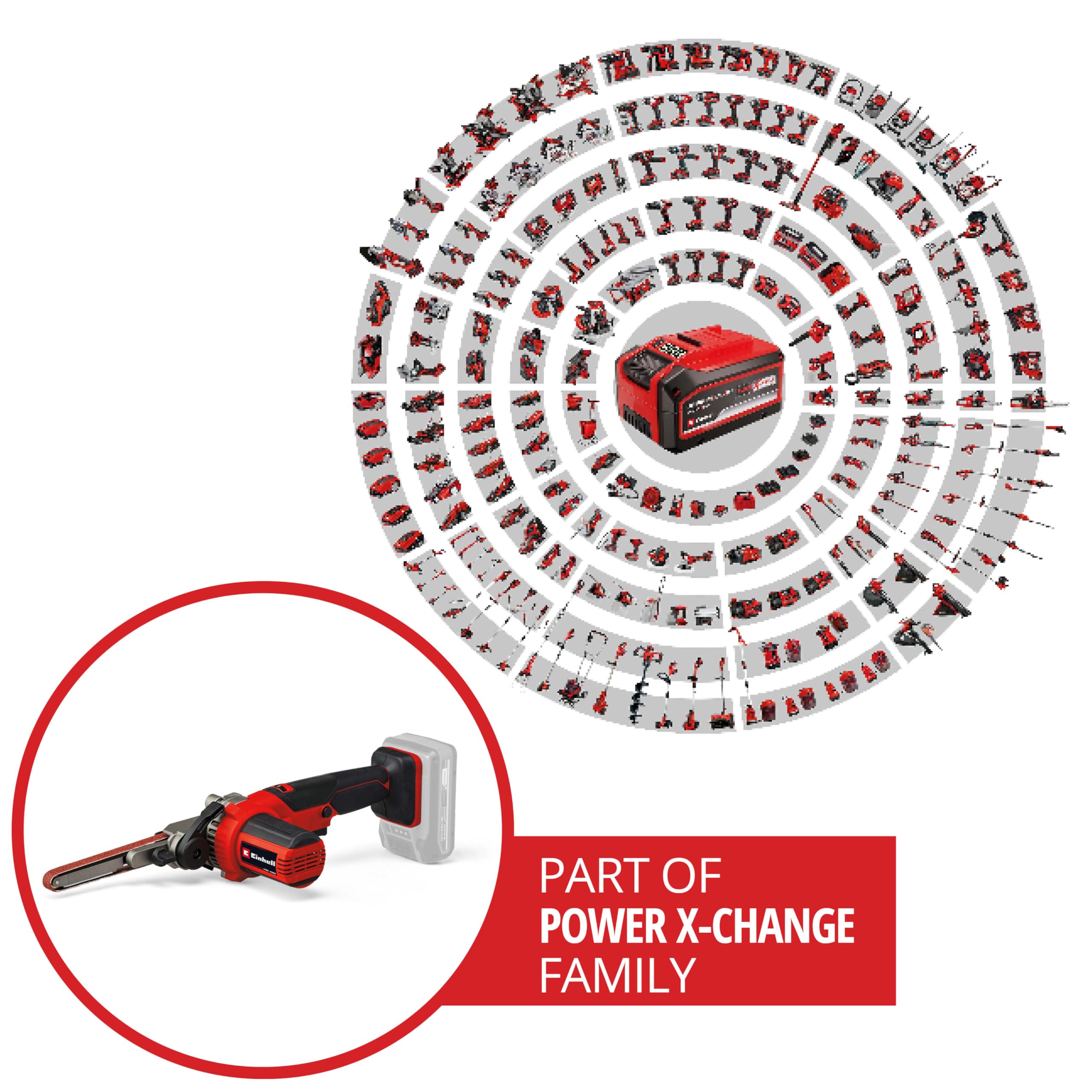 Einhell Lime à bande sans fil TE-BF 18 Li Solo Power X-Change (18V, bras de ponçage pivote jusqu’à 90°) Livré sans Batterie ni Chargeur