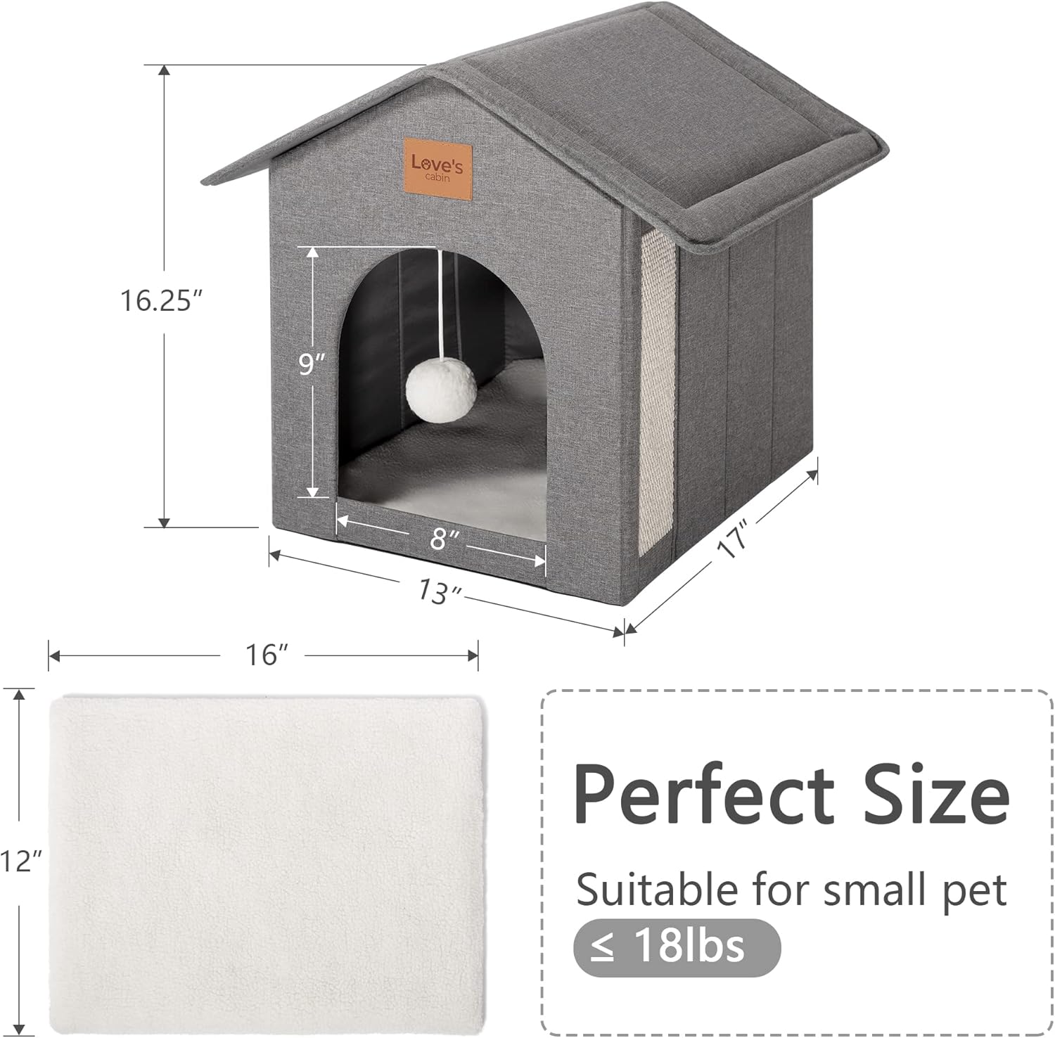 review Love's cabin Outdoor Cat House Weatherproof, Insulated Feral Cat House Outdoor for All Season, Waterproof Outside Cat House for Outdoor/Indoor Cats, Feral Cat Shelter with Hanging Ball and Scratch Pad