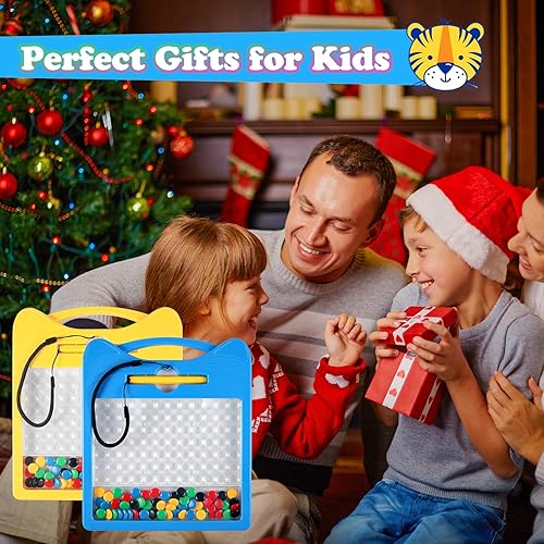 Miniatura 7 de Juego de letras y números magnéticos para niños pequeños, tablero de dibujo magnético con cuentas y 2 bolígrafos, arte de puntos magnéticos,