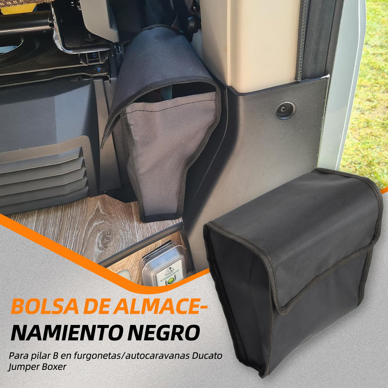 Bolsa de almacenamiento con tapa para furgoneta/caravana pilar B Ducato Jumper Boxer (negro)