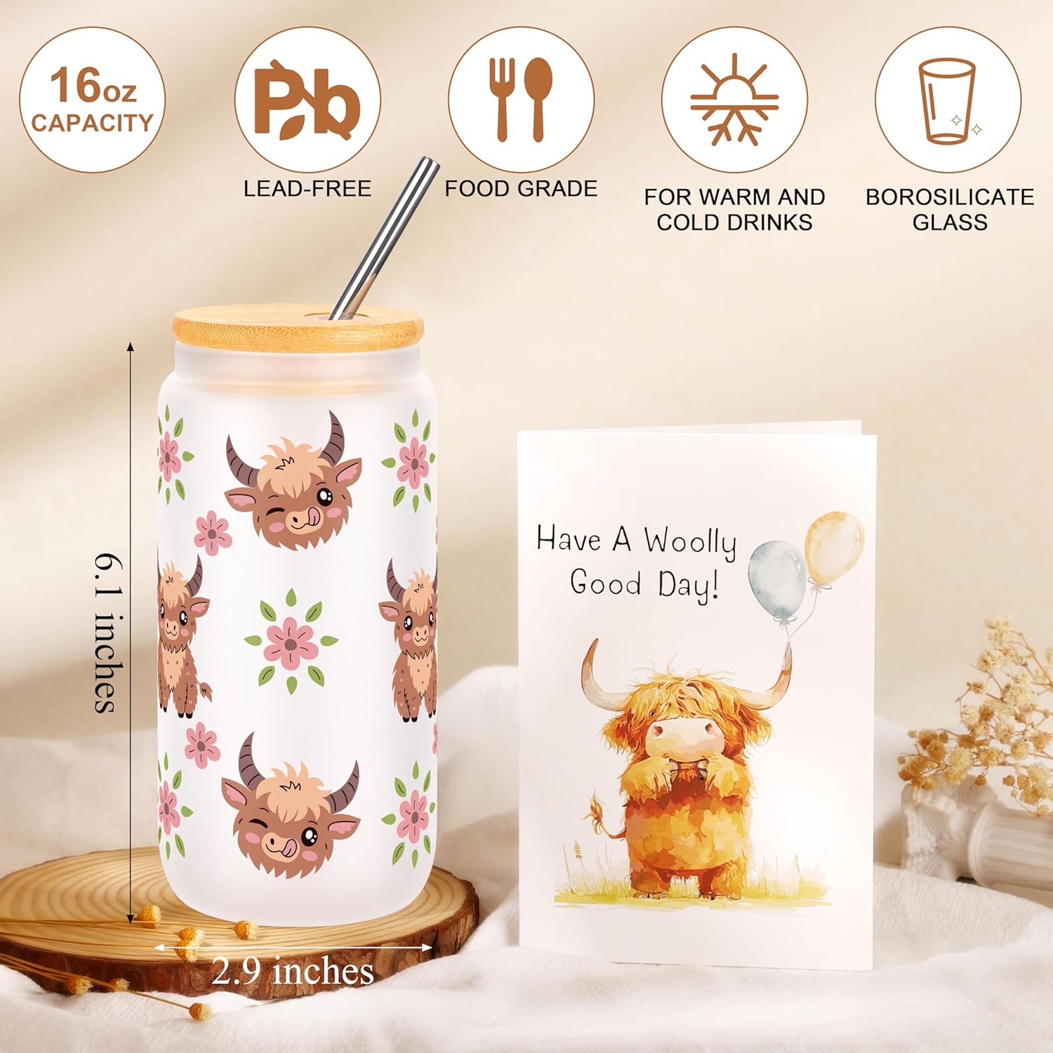 Highland Cow Gifts for Women, Highland Cow Decor, Cute Birthday Christmas Gift for Cows Lovers - Image 4