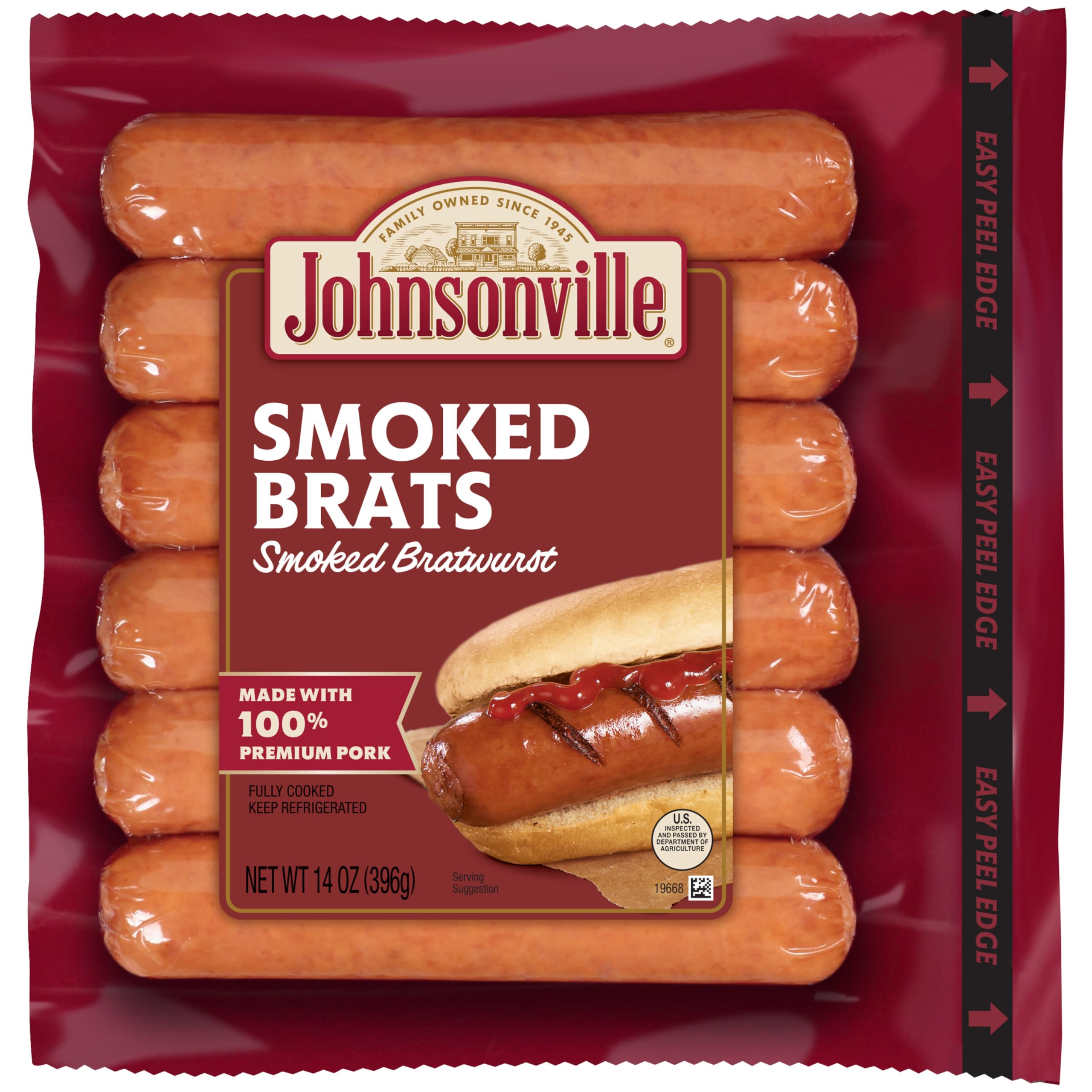 Johnsonville, Smoked Brats, 14 Ounce