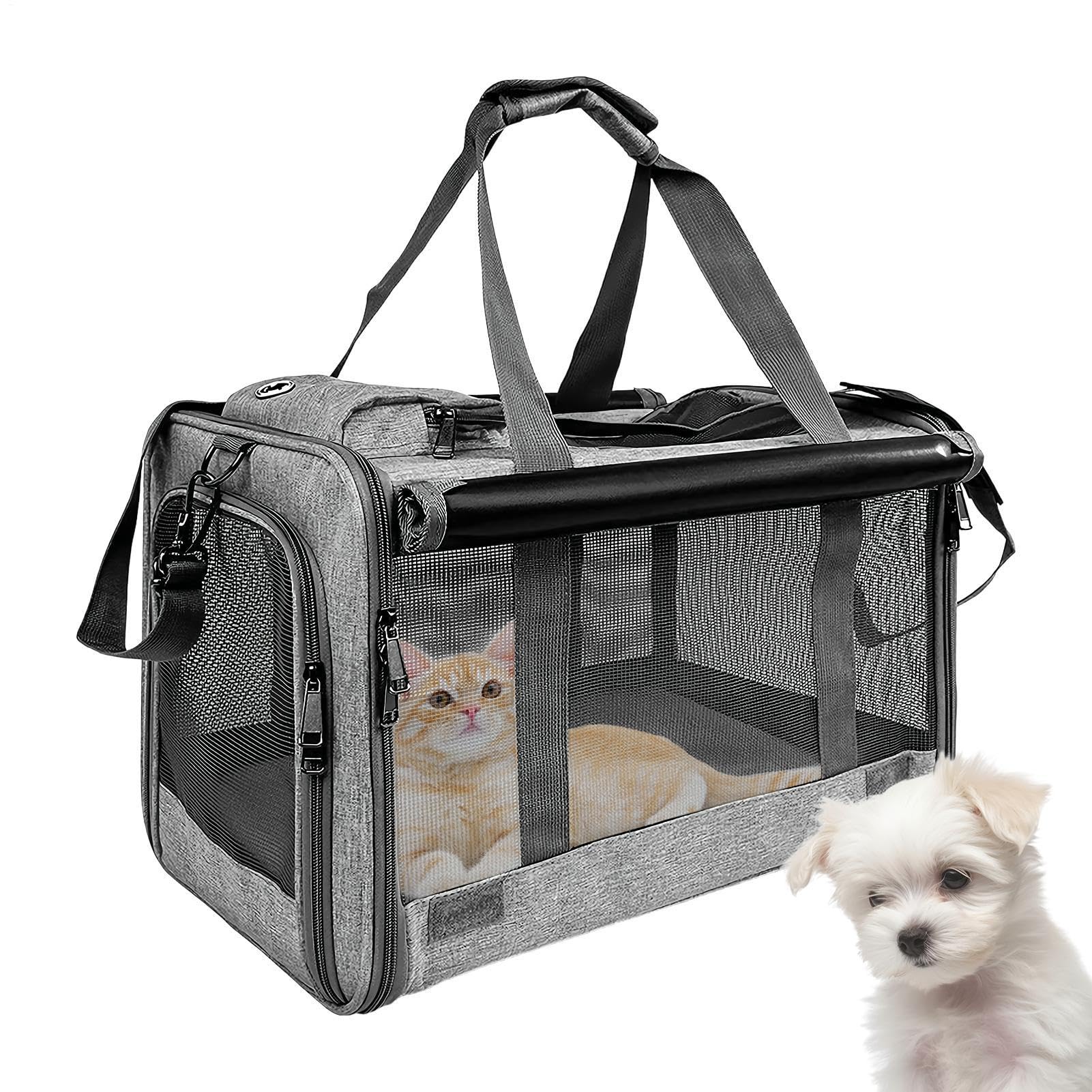 Transportín para Gatos Hasta 9 kg Bolsa de Viaje Transpirable y Portátil | Transportín Pequeño para Mascotas Para Moto Camping Avión Coche Veterinaria al Aire Libre